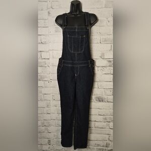 Wallflower Dark Wash Denim Overalls Size Large Adjustable Straps Pockets